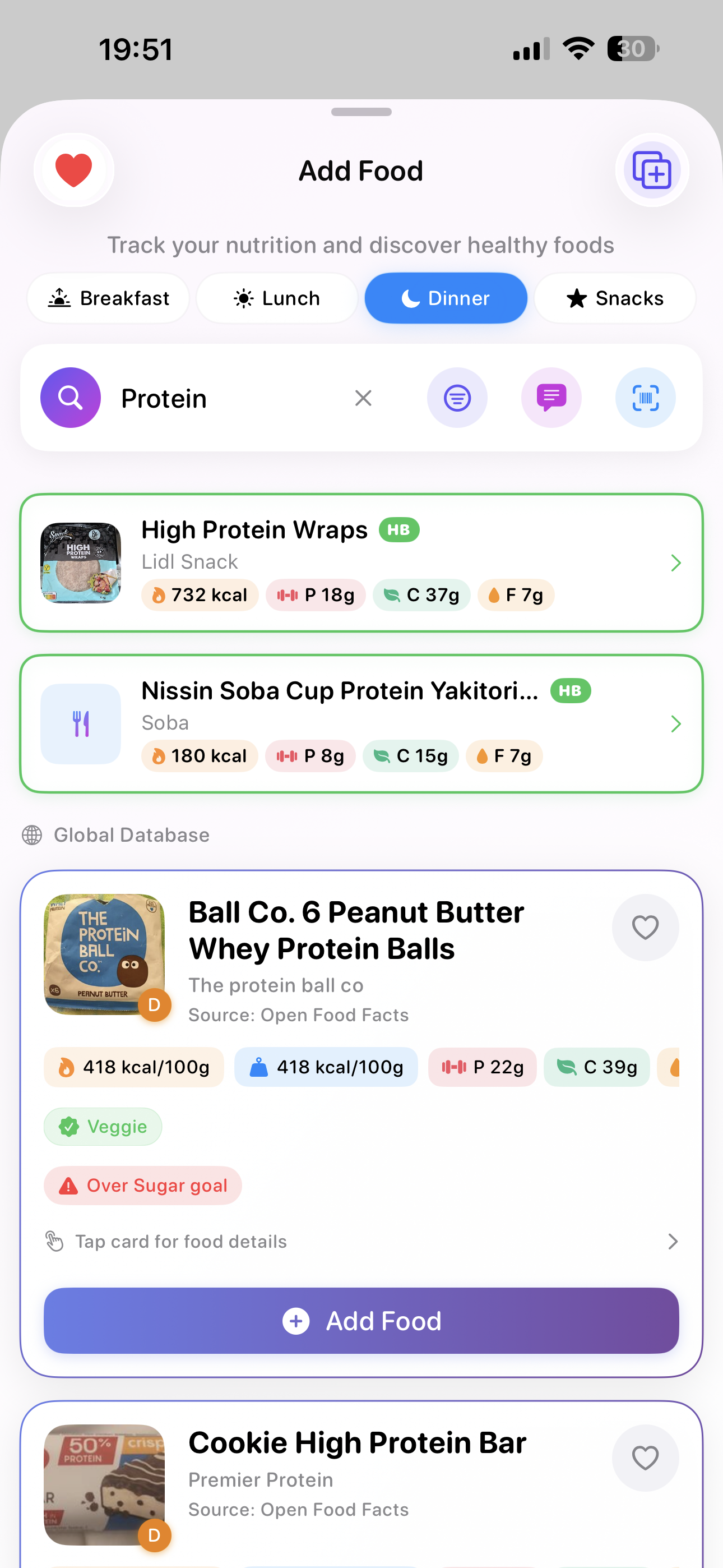 Search & log food